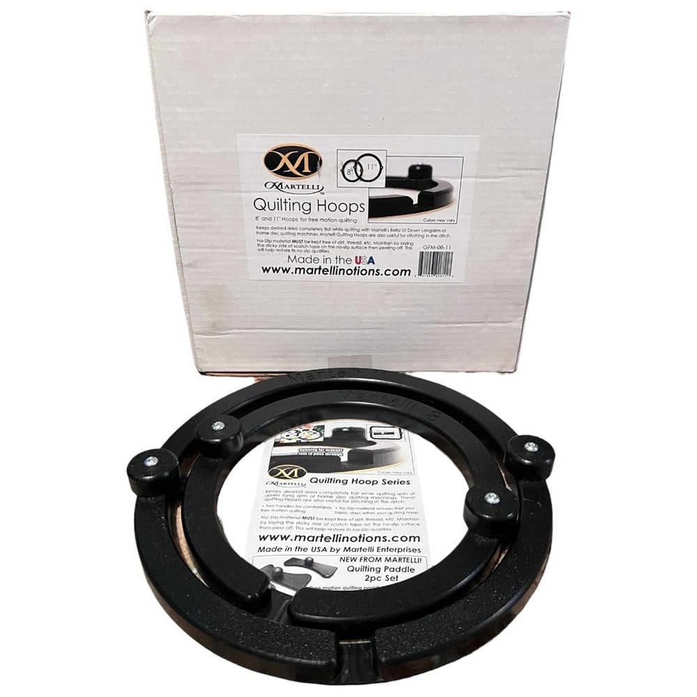 Martelli Free Motion Quilting Gripper Hoops 8” & 11” With Box And Manual